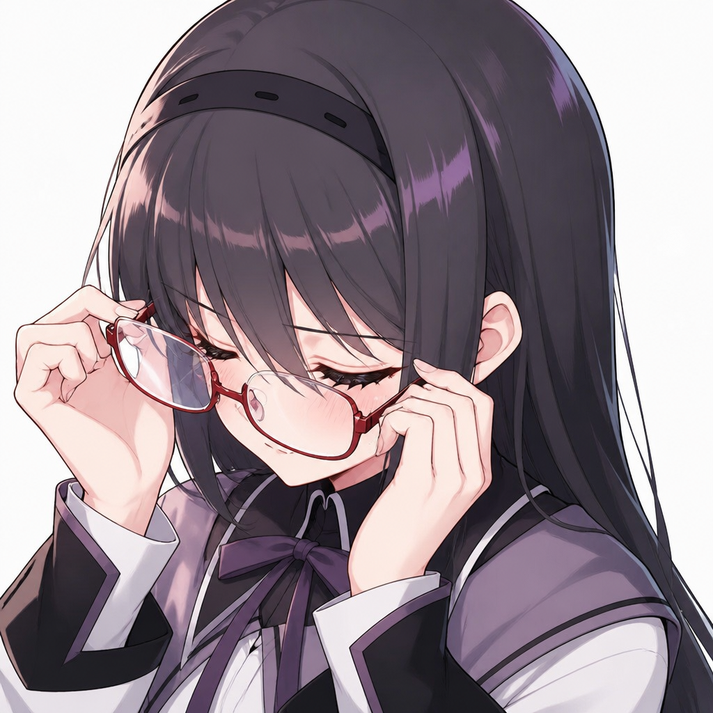 害羞地扶下眼镜