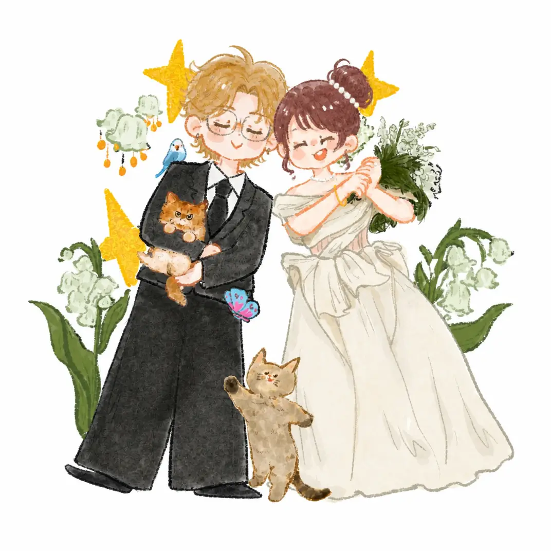 带着猫咪一起拍婚纱照