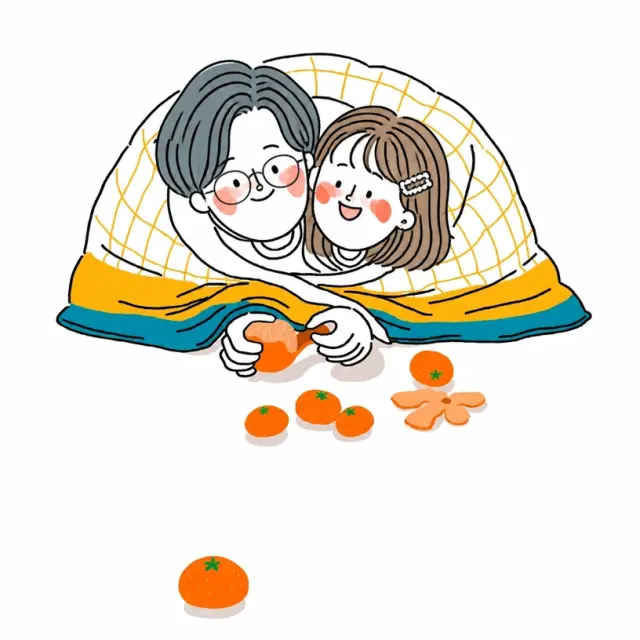 一起躲在被窝里剥橘子