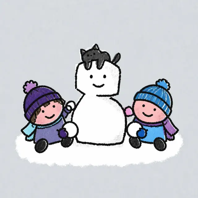 和雪人一起玩