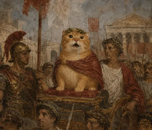 罗马凯旋猫油画