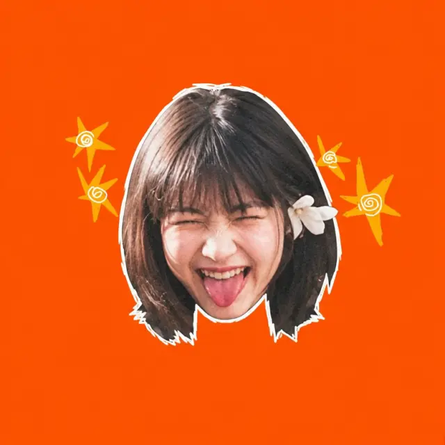 橙底旋涡星大笑贴