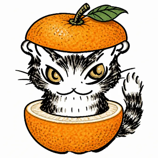 水果壳猫咪插画