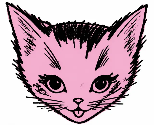 尖脸猫涂成粉色吐舌头