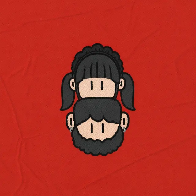 上下倒着贴在一起的两张脸