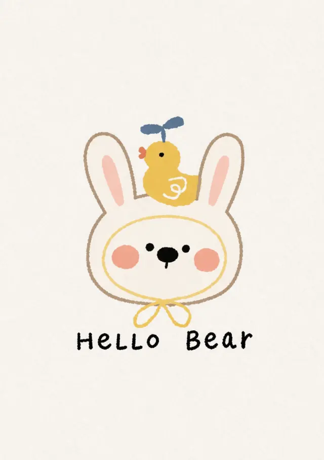 小鸡停在兔兔帽上
