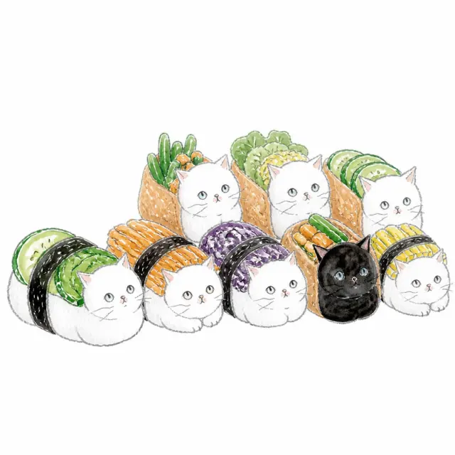 猫咪变成寿司拼盘