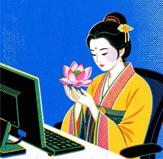 抱着莲花照样上班