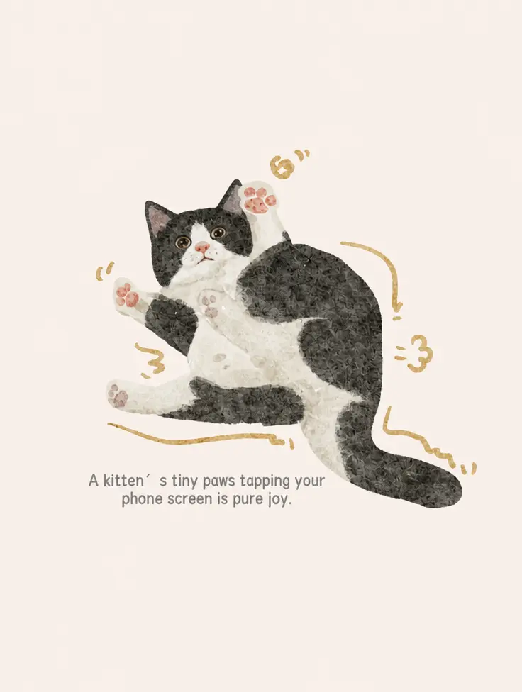 猫爪敲敲手机屏幕