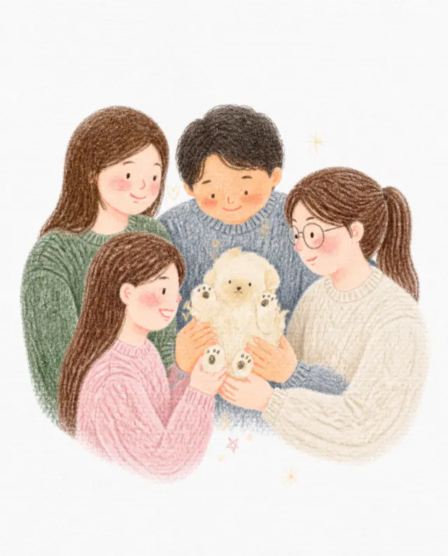 全家把毛孩子捧在手心