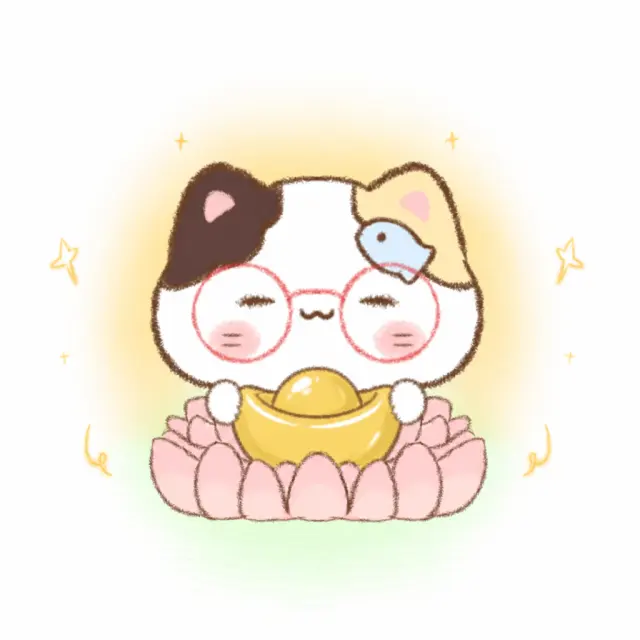 花猫抱着元宝，替你稳稳接财运