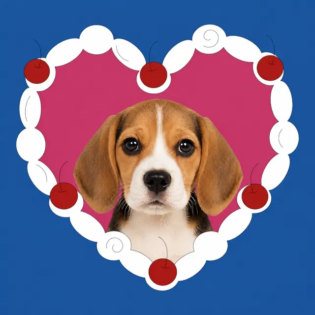 奶油樱桃围成一颗心