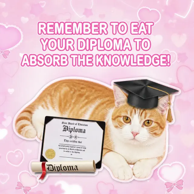 猫咪守着两份毕业证