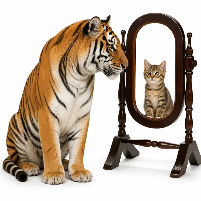 镜中是猫，镜外是虎