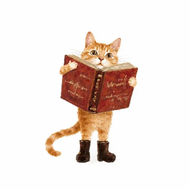 短靴猫站着读报