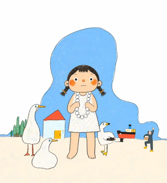 捧着大珠项链看海