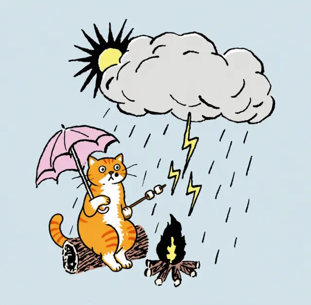 雷雨里守着小篝火